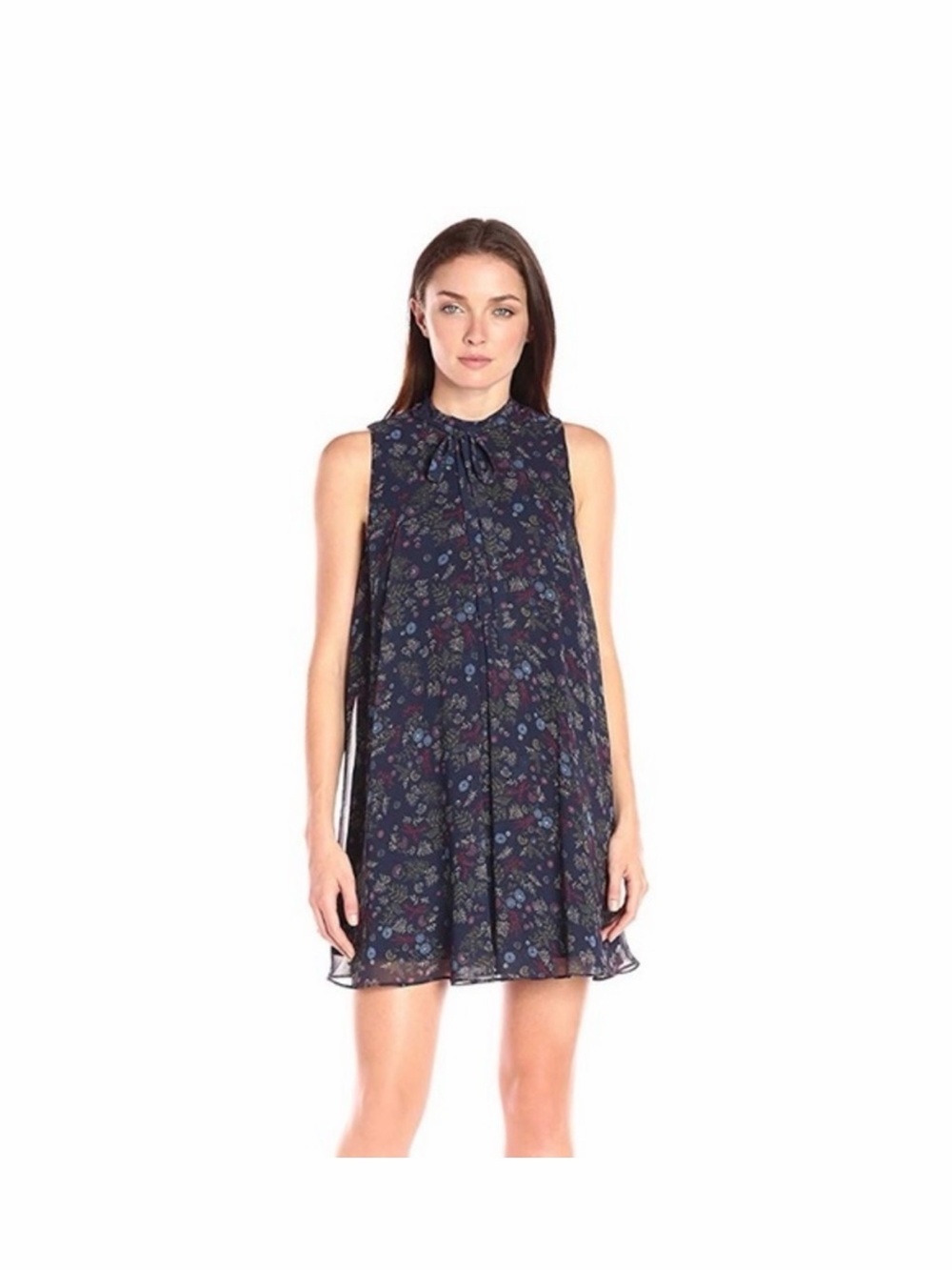 BCBGenerationFloral Navy Sleeveless A-line Dress